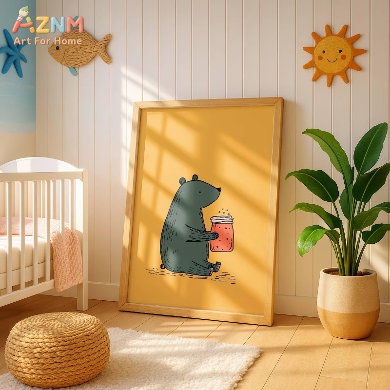 Baby Nursery Paintings - لوحة فنية قماشية من AZNM بتصميم