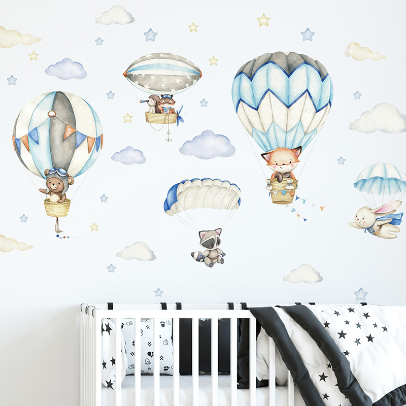 Baby Nursery Things - ملصقات حائط على شكل منطاد الهواء