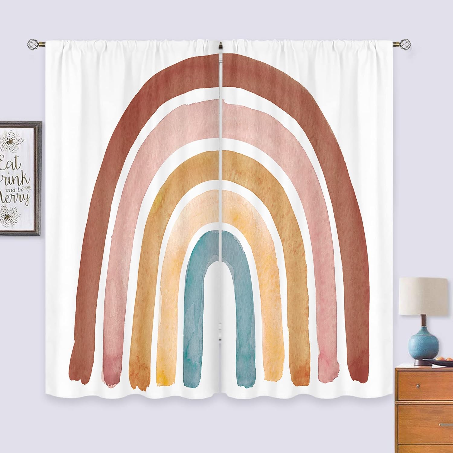 Baby Nursery Vintage Decor - أطفال بوهو قوس قزح الستائر للطفل