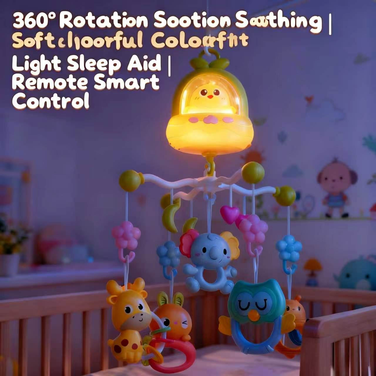 360 °   الطيور الموسيقية التحك - مراجعة Crib Mobile Musical وسعره