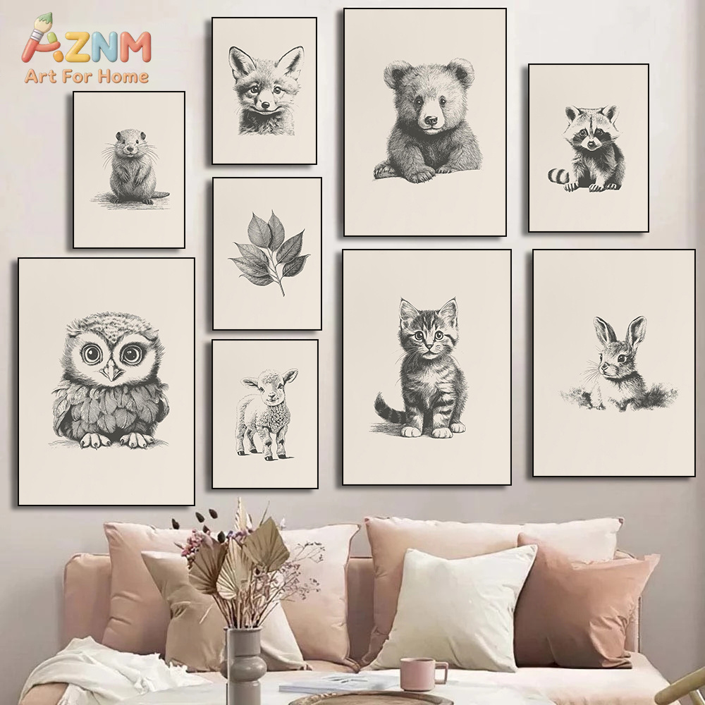 لوحة فنية قماشية بتصميم حيوانا - مراجعة Baby Nursery Vintage Decor وسعره