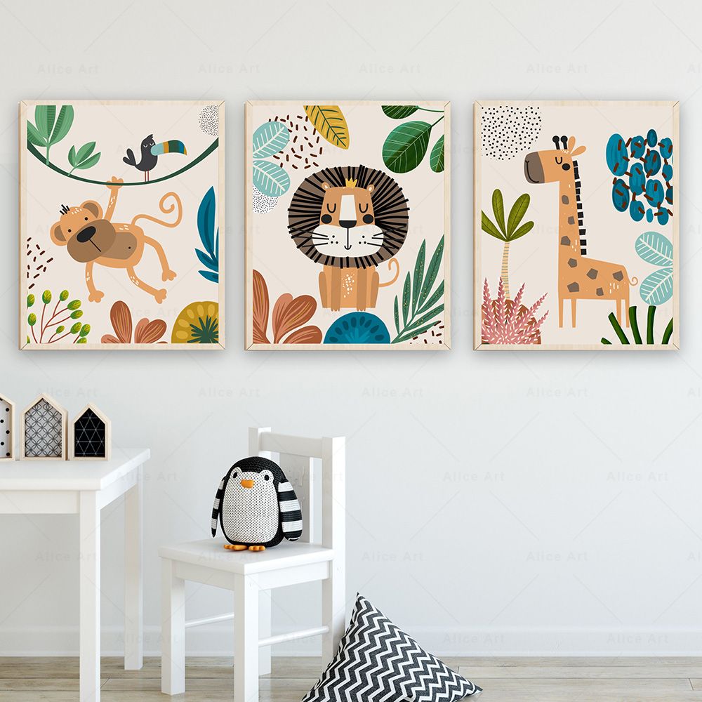 لوحات فنية بوهو للقرود والأسد  - مراجعة Baby Nursery Paintings وسعره