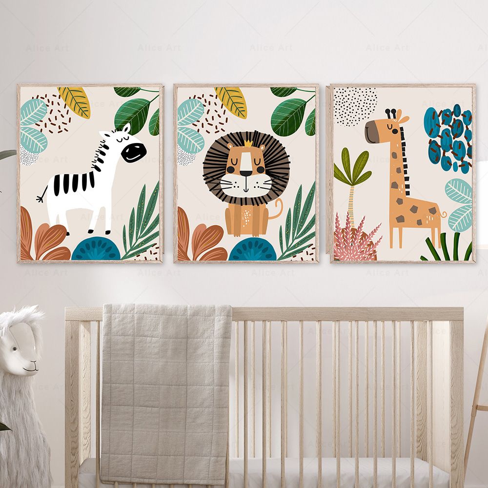 لوحات فنية بوهو للقرود والأسد  - مراجعة Baby Nursery Paintings وسعره