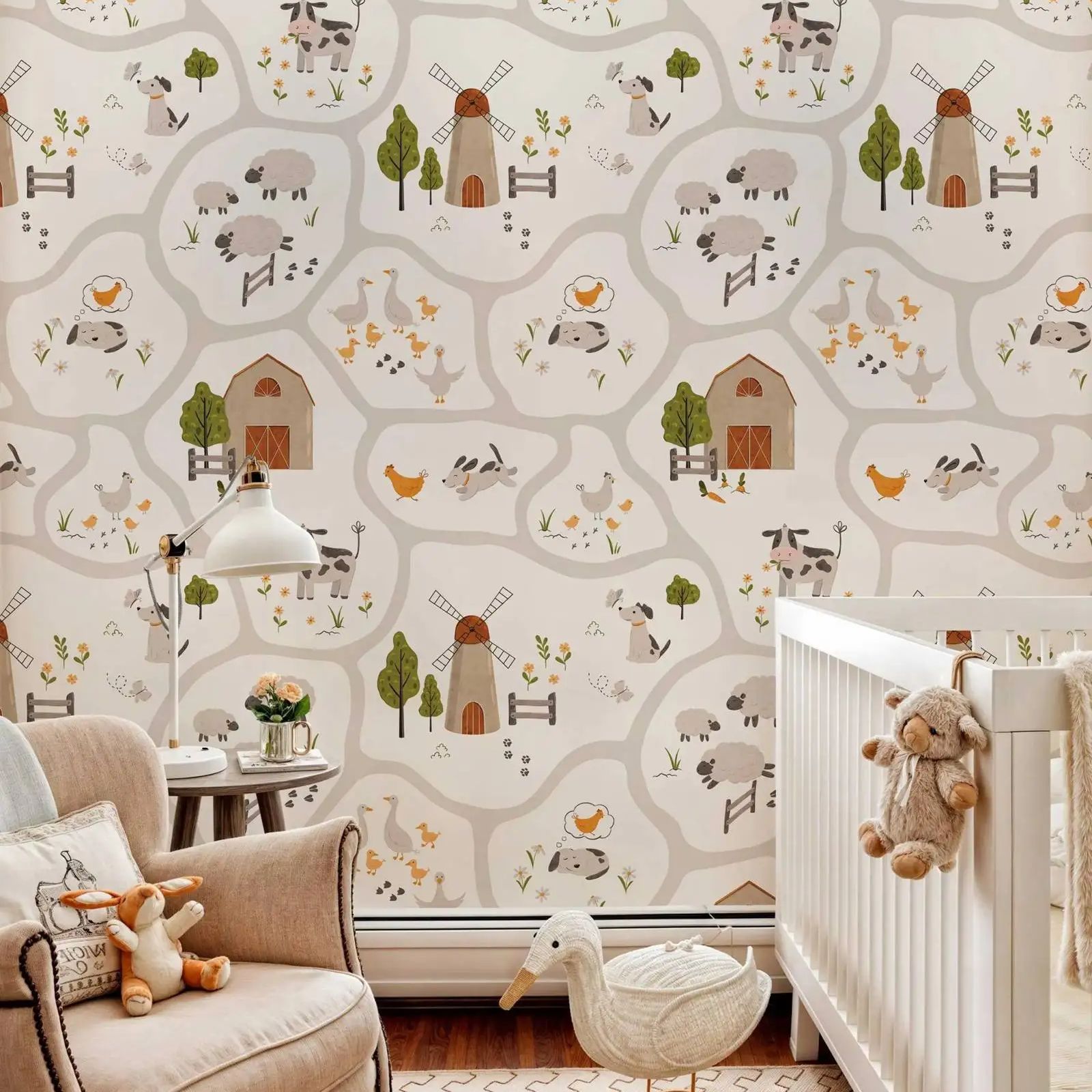 ورق حائط لطيف على شكل حيوانات  - مراجعة Baby Nursery Peel And Stick Wallpaper وسعره