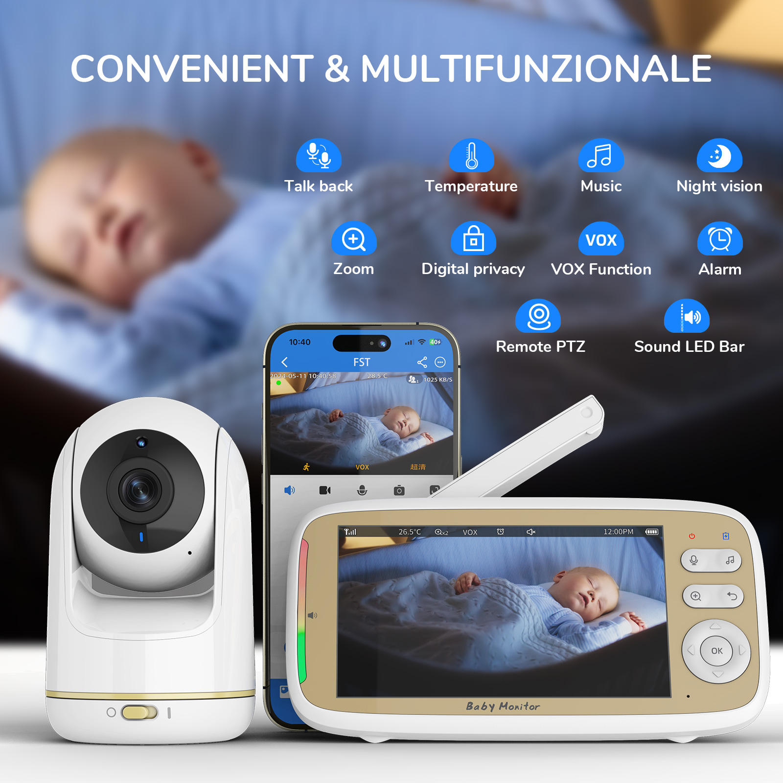 كاميرا مراقبة الأطفال VB803 PR - مراجعة Baby Monitor Split Screen وسعره