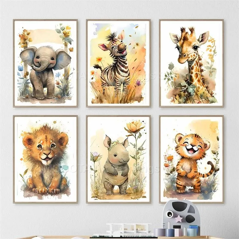 المائية الأسد الزرافة النمر ال - مراجعة Baby Nursery Paintings وسعره