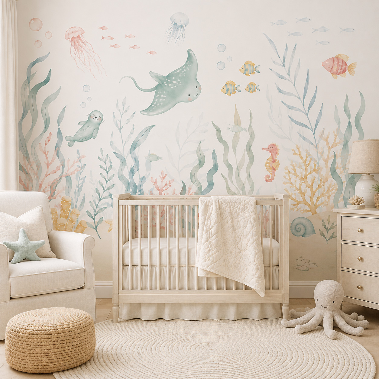 ورق جدران ذاتي اللصق بتصميم حي - مراجعة Baby Nursery Peel And Stick Wallpaper وسعره